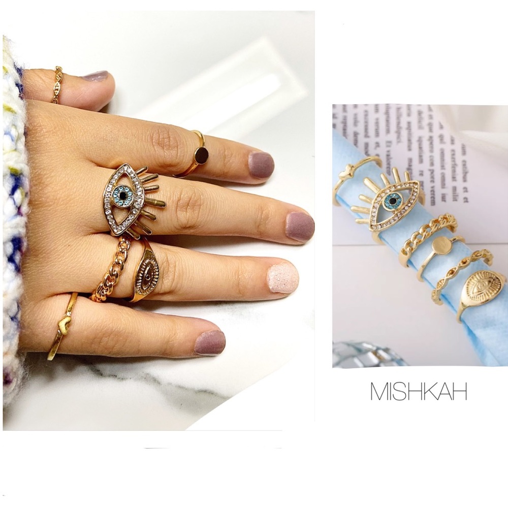 🎉Boho Heart/EvilEye Round Midi Finger Rings